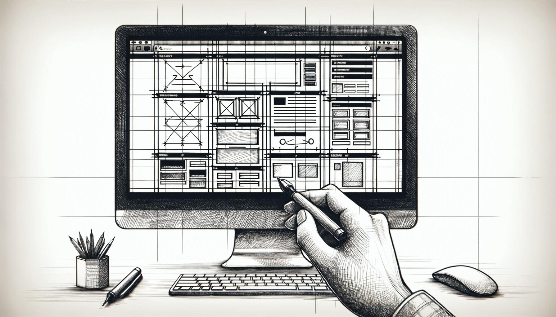 Wireframe of a website
